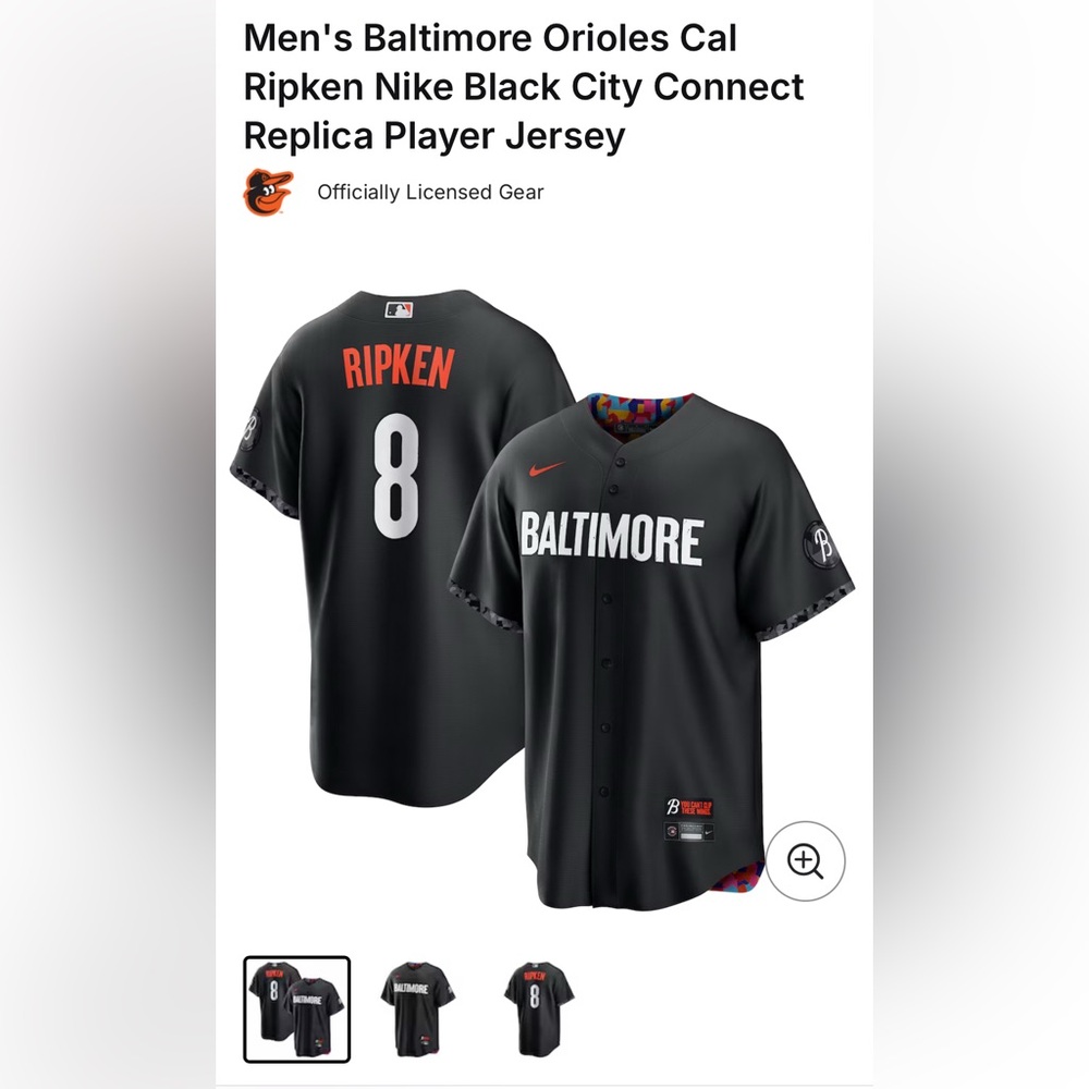 Men's Baltimore Orioles Cal Ripken Nike Black City Connect Replica Player Jersey